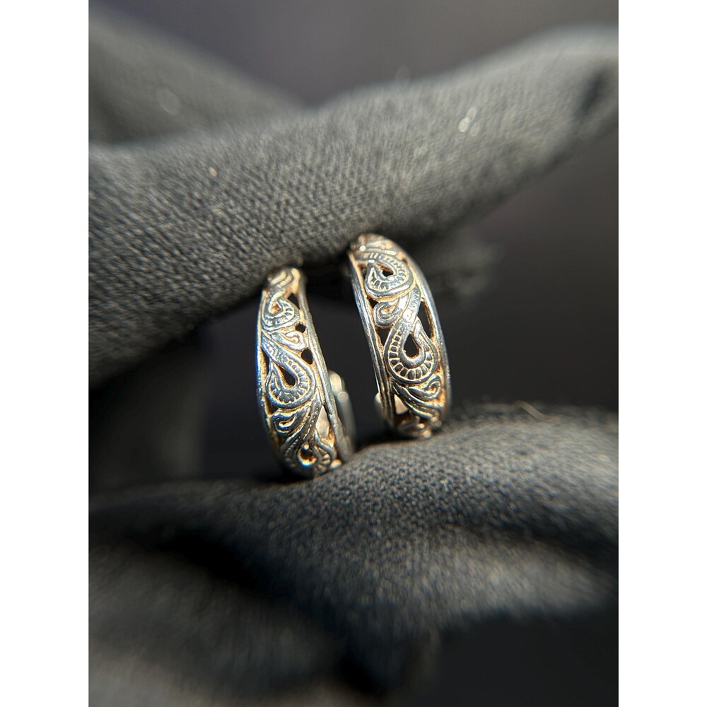 Sterling Silver Ornate Filigree Hoop Earrings